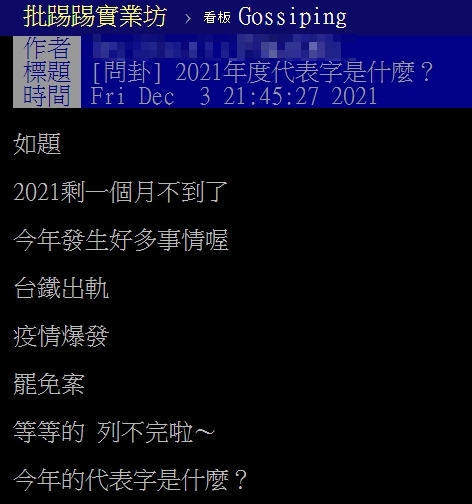 2021台灣「年度代表字」是什麼？網友「一面倒選這字」曝心聲