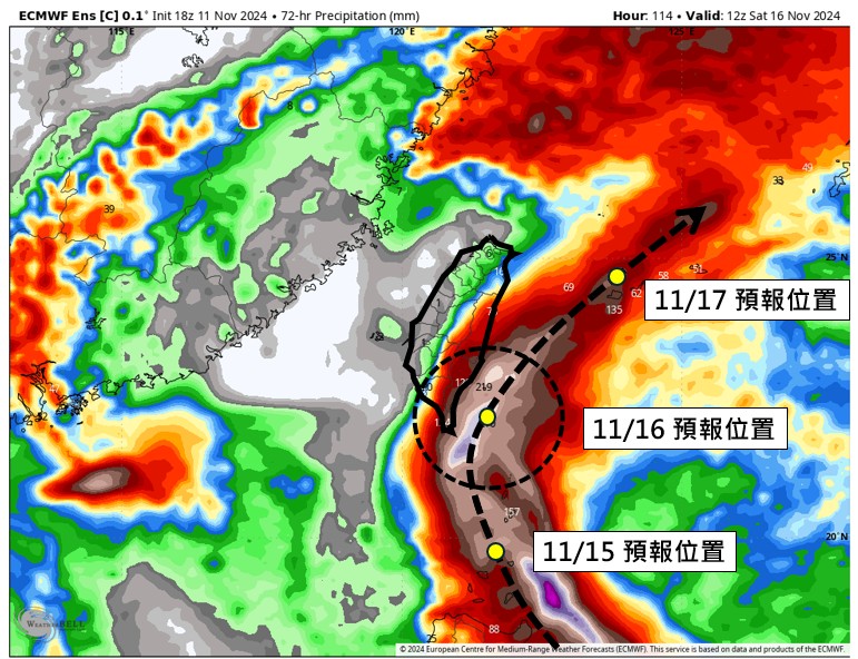 天兔恐90°鬼轉朝東北加速移動!這天「雙颱最靠近台灣」降雨熱區曝