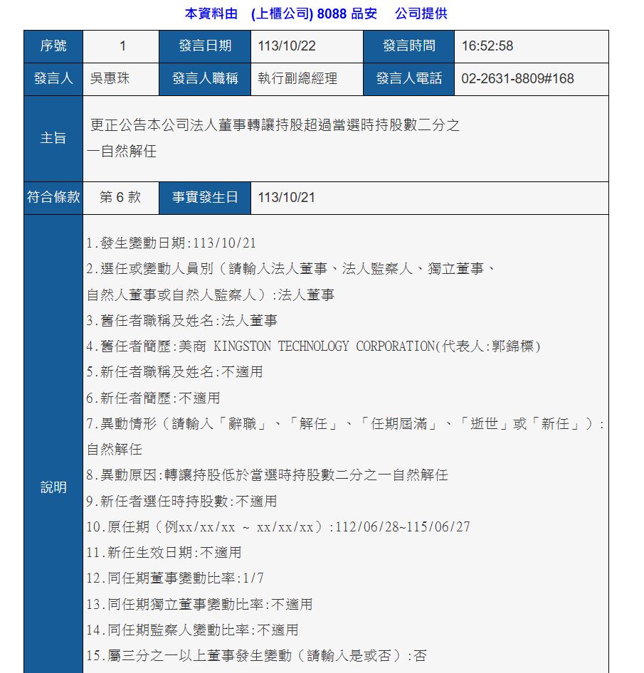 震撼彈！記憶體模組大廠「品安」爆裁員250人　富爸爸「金士頓」急撤資出脫持股