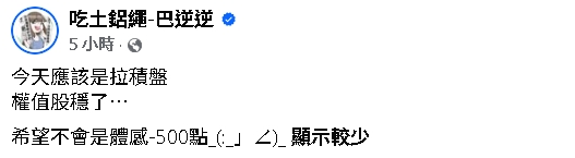 巴逆逆預言「權值股穩了」一票網哀號