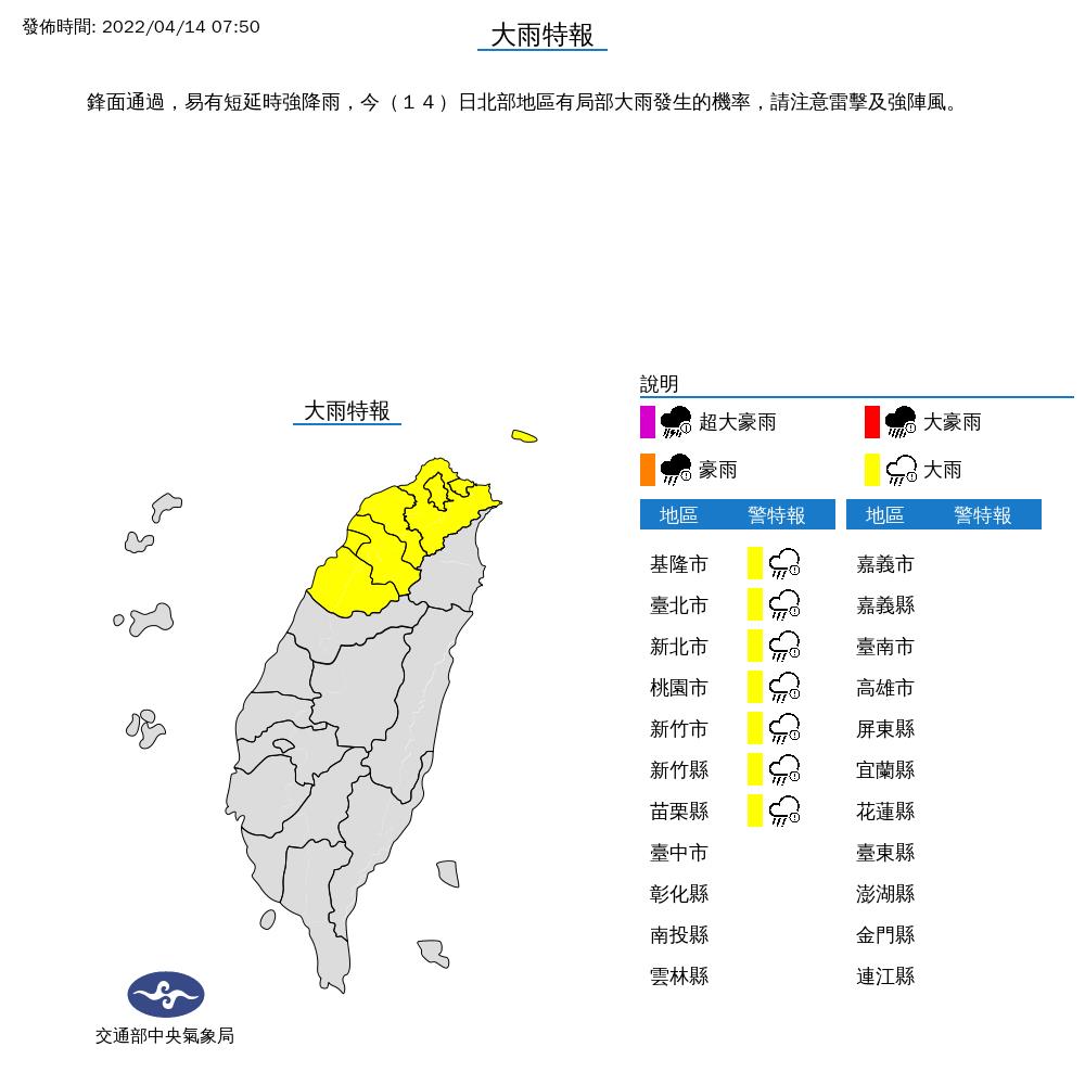 北北基7縣市大雨!下週二氣溫回升 林嘉愷曝「雨停時間」