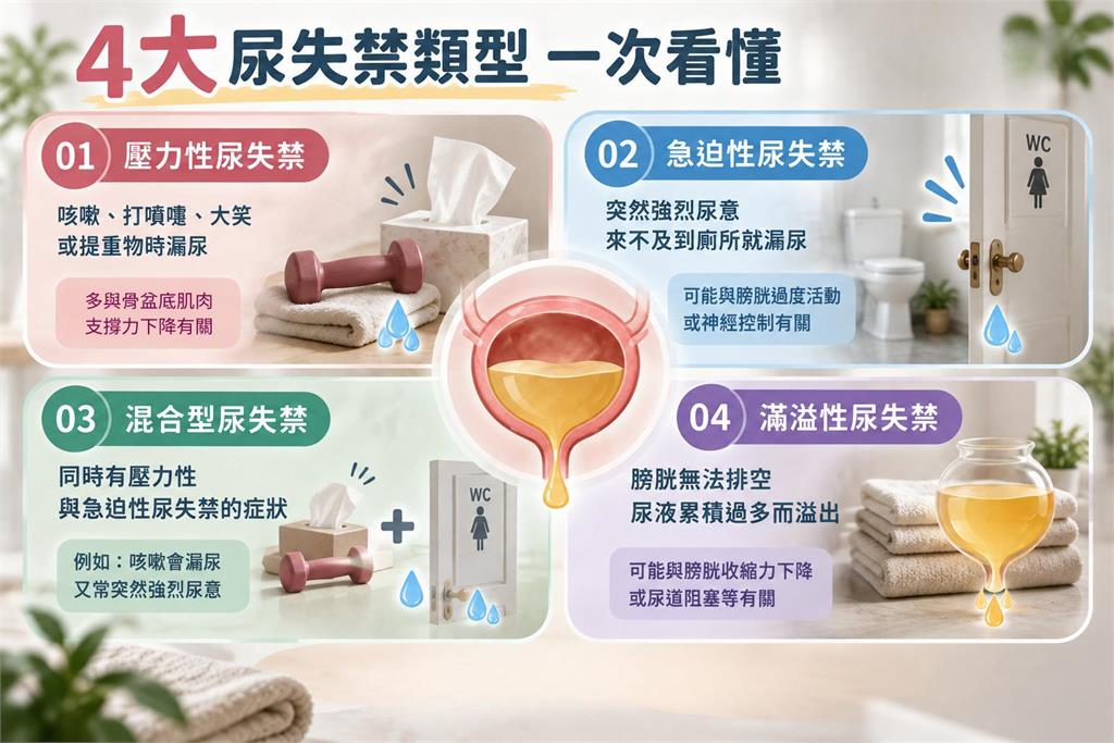 女性漏尿不是老化必然結果！認識4大尿失禁類型 