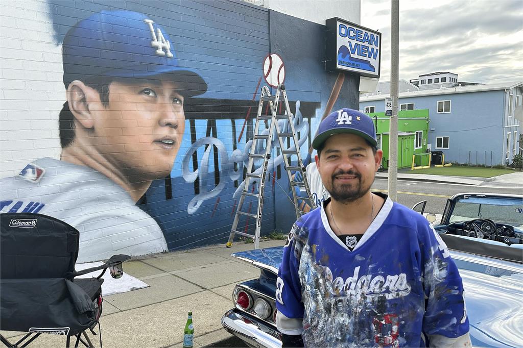 超級球星降臨道奇　大谷翔平超大壁畫現身洛杉磯當地海灘