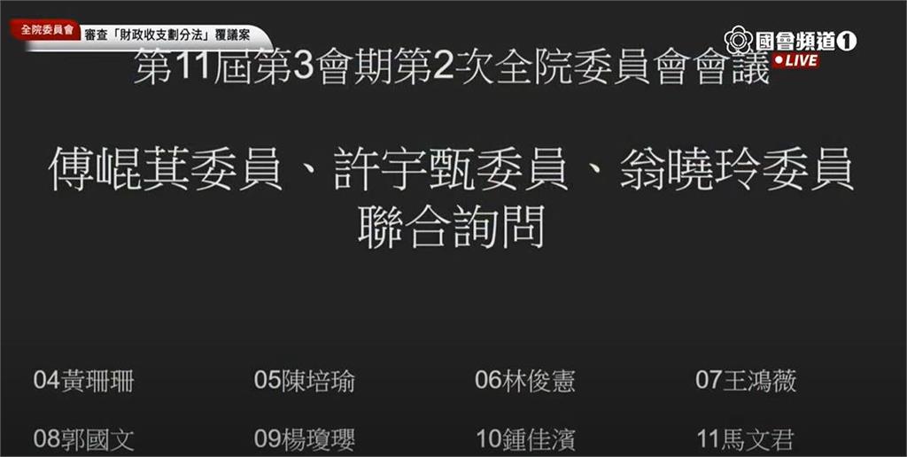 傅崐萁連日聯合質詢「霸麥」45分鐘!林宜瑾批:剝奪女立委發言權