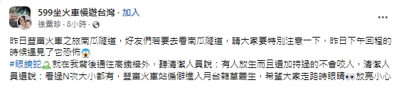 快新聞/驚!苗縣豐富火車站「眼鏡蛇出沒」 旅客驚呼「很恐怖」