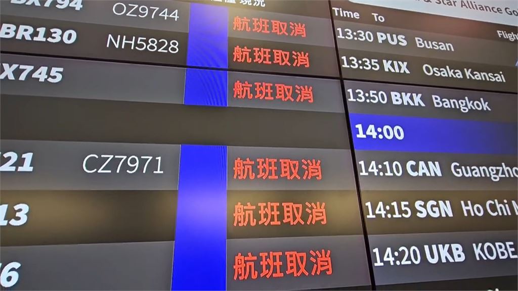 「薔琵」攪局桃機航班逾半取消 湧旅客改票搶候補、盼順利出國