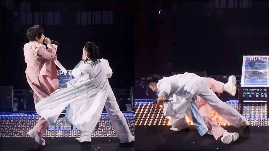 阿信演唱會合體F3又出意外！「旋轉跳動」勾吳建豪衣角…倒地畫面曝光