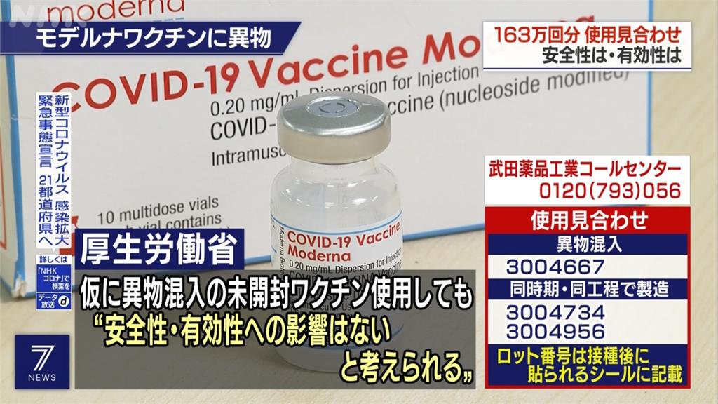 藥瓶內有「不明顆粒」　日本停用163萬劑莫德納