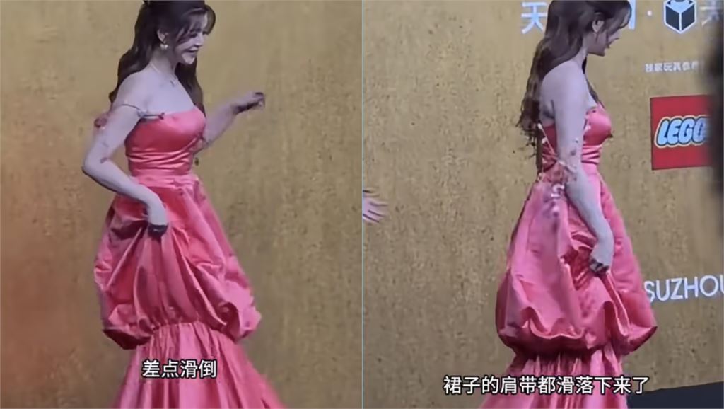 陳妍希紅毯突「失控」尖叫！肩帶滑落驚險一刻　帶傷亮相最新畫面曝光