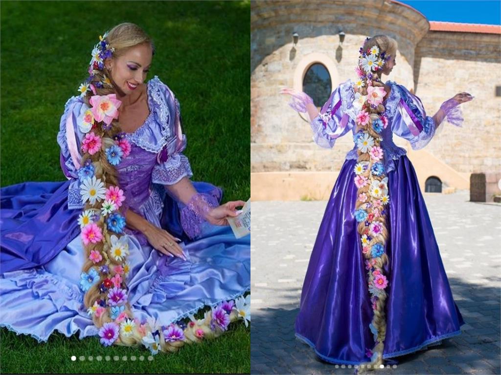 烏克蘭網紅「2公尺秀髮」30年不剪　赴城堡神還原「長髮公主」！