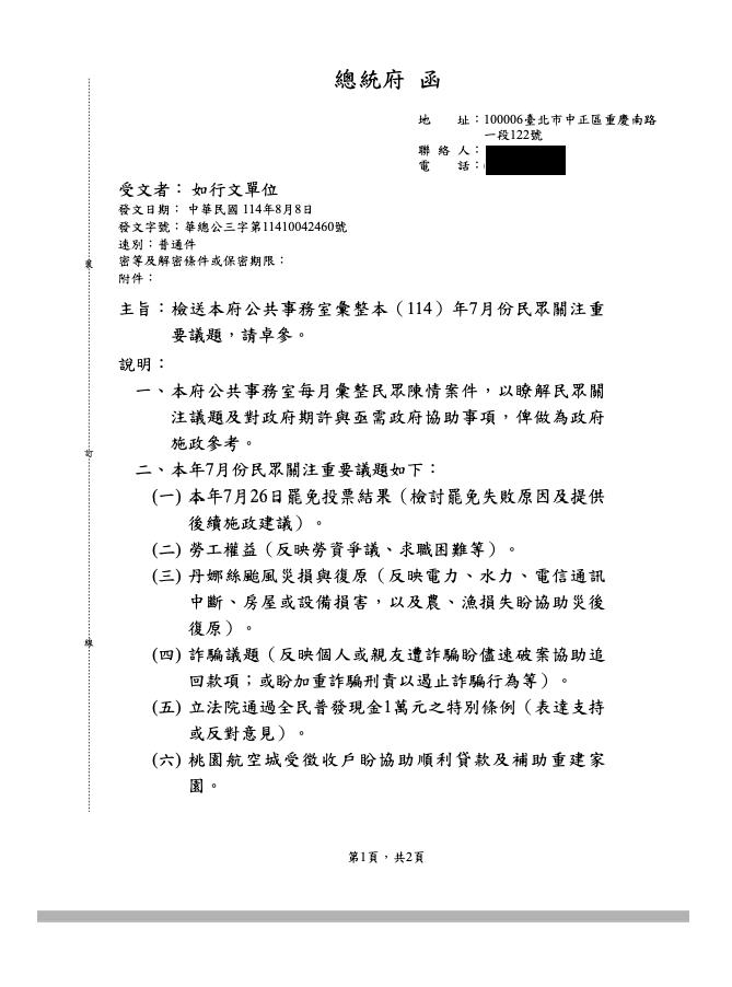 快新聞／王鴻薇謬稱府方去函政院「承認罷免失敗」　總統府打臉：移花接木公然造假