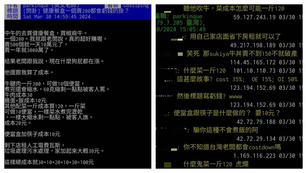 健康餐隨便就要破200「貴在哪」？網友問卦釣內行曝關鍵原因！