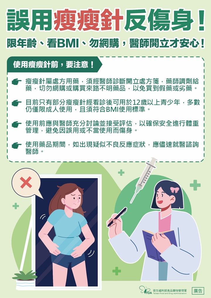 快新聞／減重注意！「瘦瘦針」國外出現大量副作用　衛福部警告：嚴重恐致命