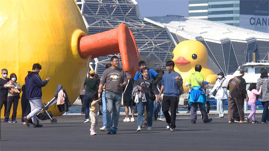 高雄愛河灣搶看黃色小鴨　　週末湧進超過60萬人次