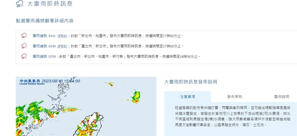 快新聞／雨彈升級狂打雷！ 北北基桃豪雨特報、雙北10區淹水警戒