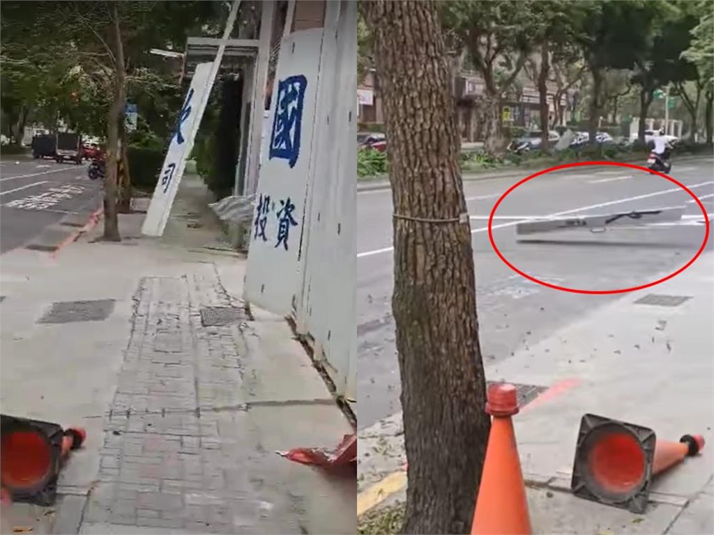 台北街頭颳「怪異強風」！路樹壓機車、鐵片遭吹斷　民眾：比颱風誇張