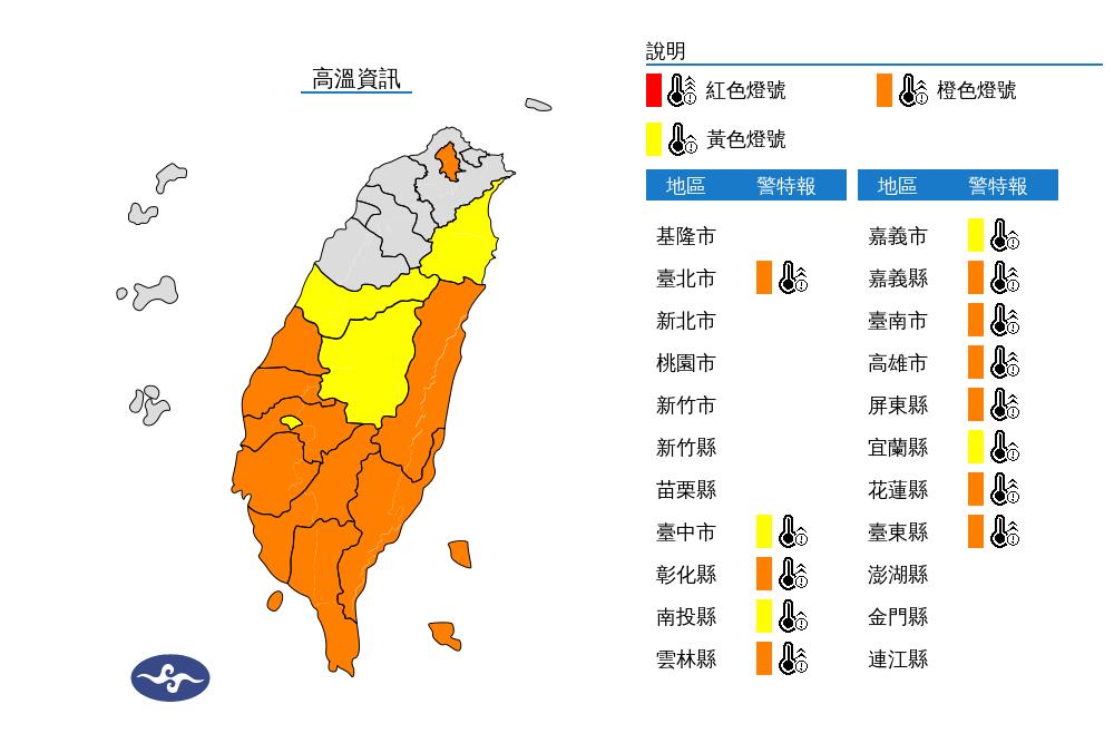 快新聞/半顆「烤番薯」! 氣象署發布明日13縣市高溫資訊