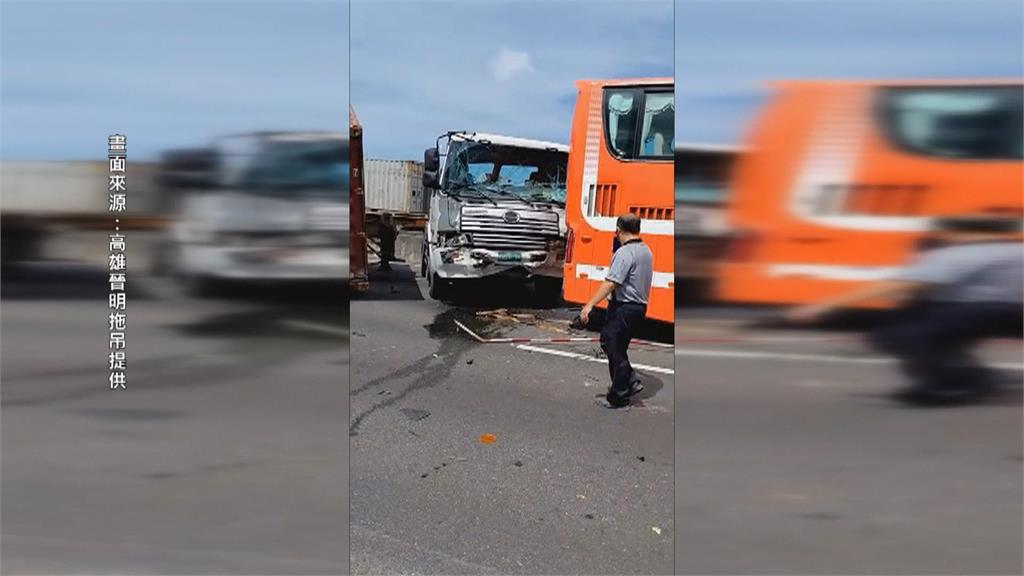 鋼捲散落車道! 國一6台大車連環撞"撞成Z字形"