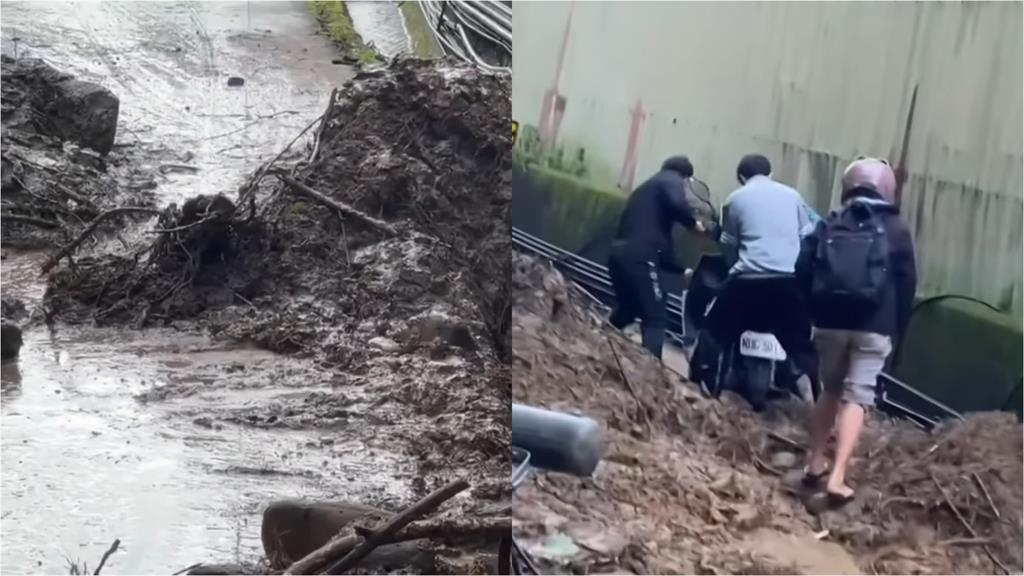 雨炸苗栗台6線泥流「電桿倒塌」 民眾合力抬車成「最暖心的一幕」