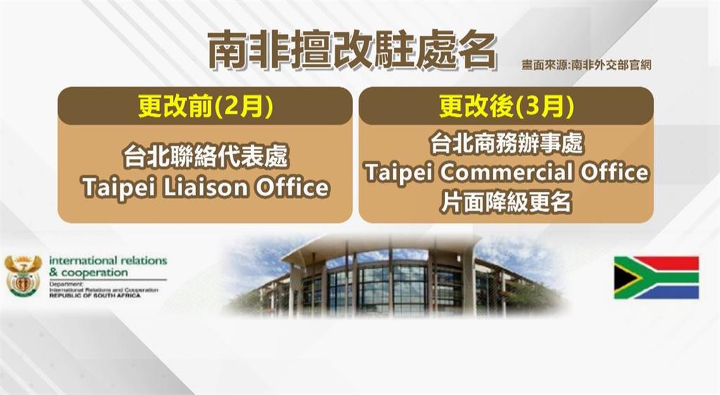 南非配合中國打壓 台灣代表處遭降級為"商務辦事處"