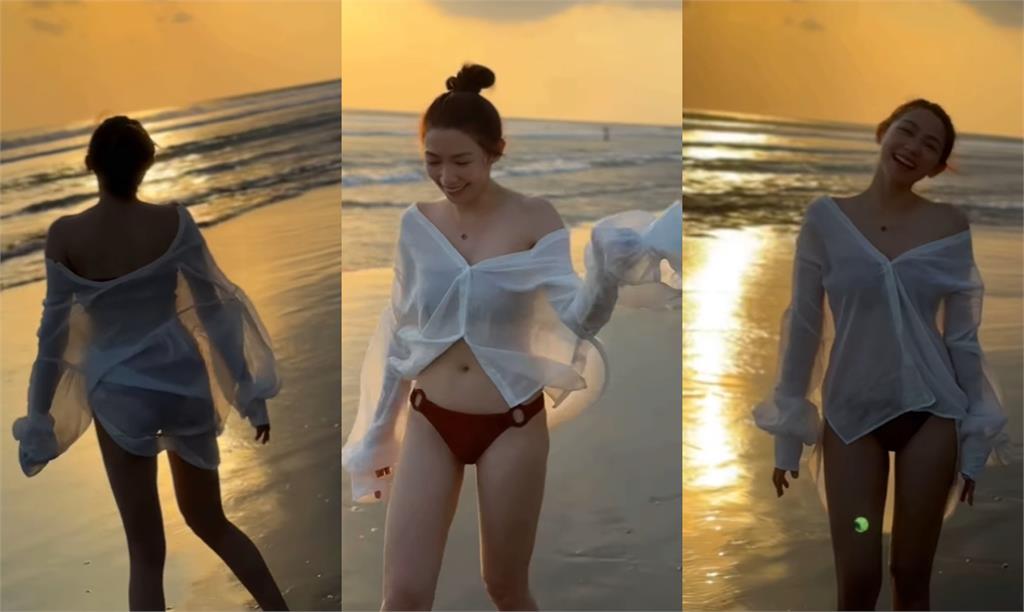 辣妹「遭海風猛吹」噴出火辣真身!竟是曾智希「趴床狠壓好料」網羞:哇哇…