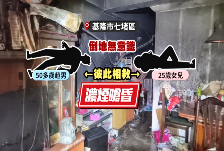 基隆七堵深夜住宅火警! 父女倒臥臥室門口送醫搶救