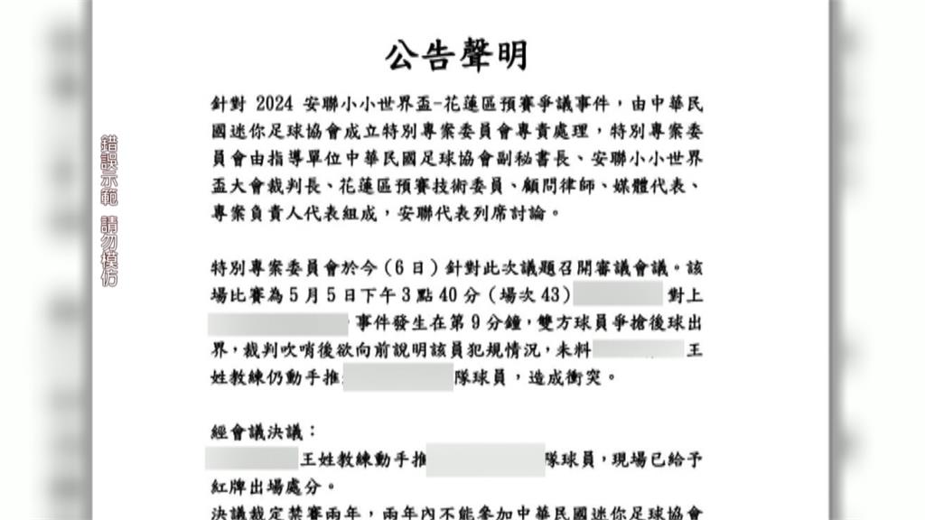 足球賽疑球員動作過大釀碰撞 對方教練不滿推小球員惹怒家長