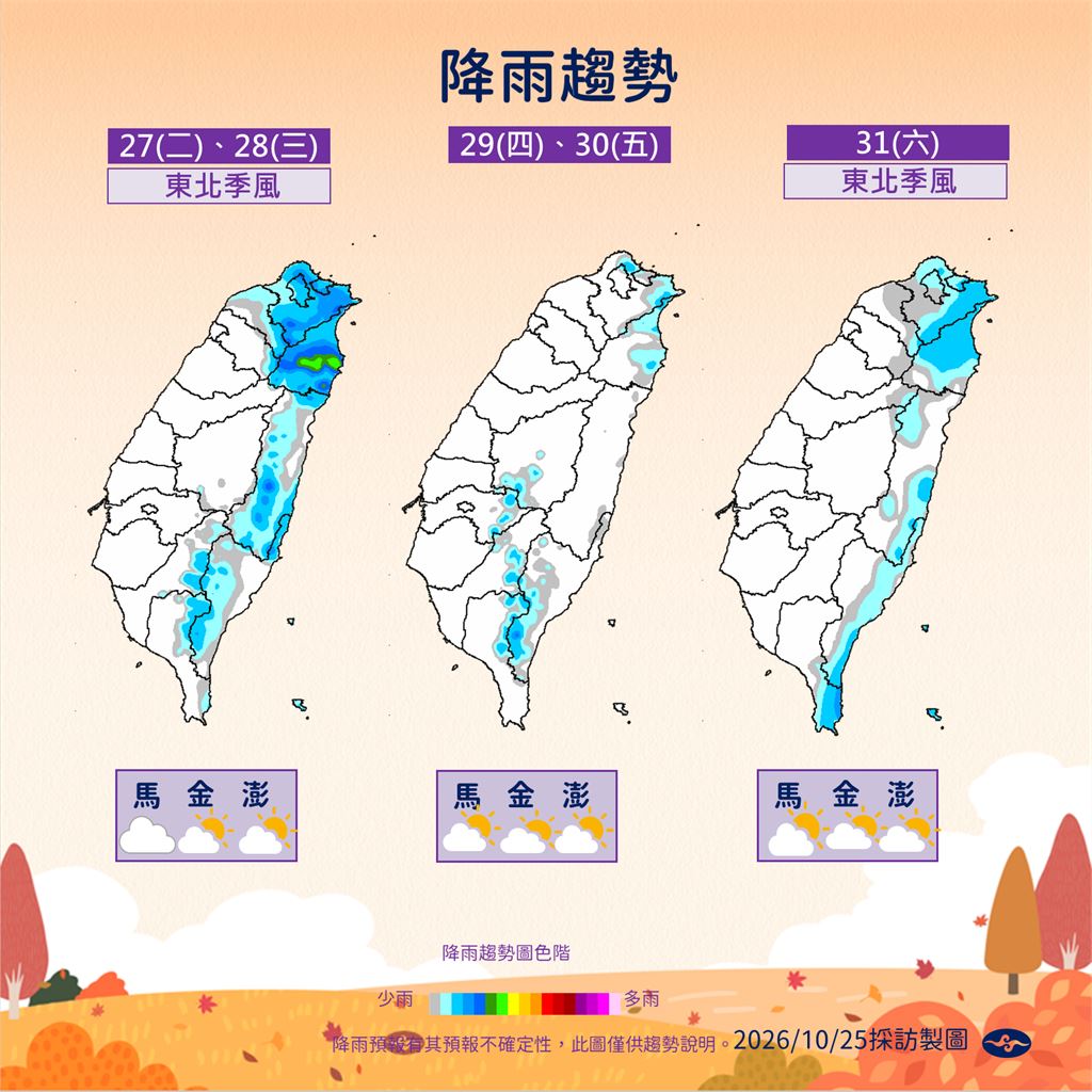 快新聞／連假剩2天快把握！中南部放晴、北部仍有雨　氣象署曝東北季風這2天報到
