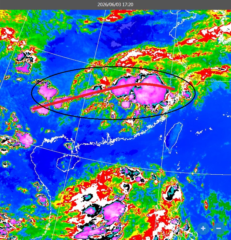 「一大片紫白」梅雨鋒面逼近！專家PO圖示警「1原因」：強度不易維持