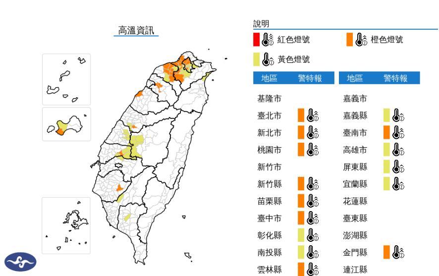 快新聞/有夠熱!15縣市亮高溫燈號 「這9地」狂飆36度