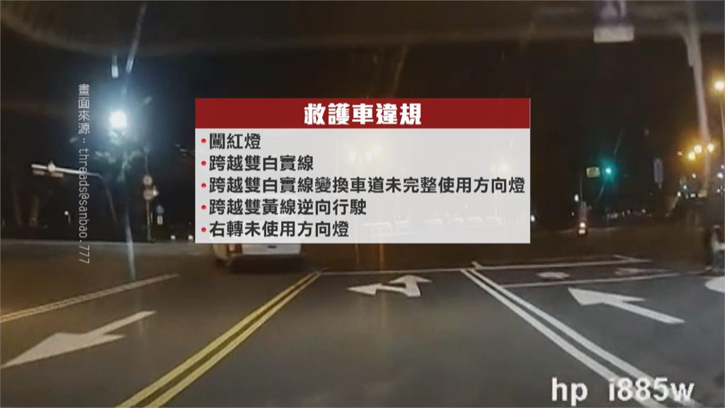 誇張！　"無鳴笛"救護車闖紅燈.逆向　一路違規挨罰5罰單