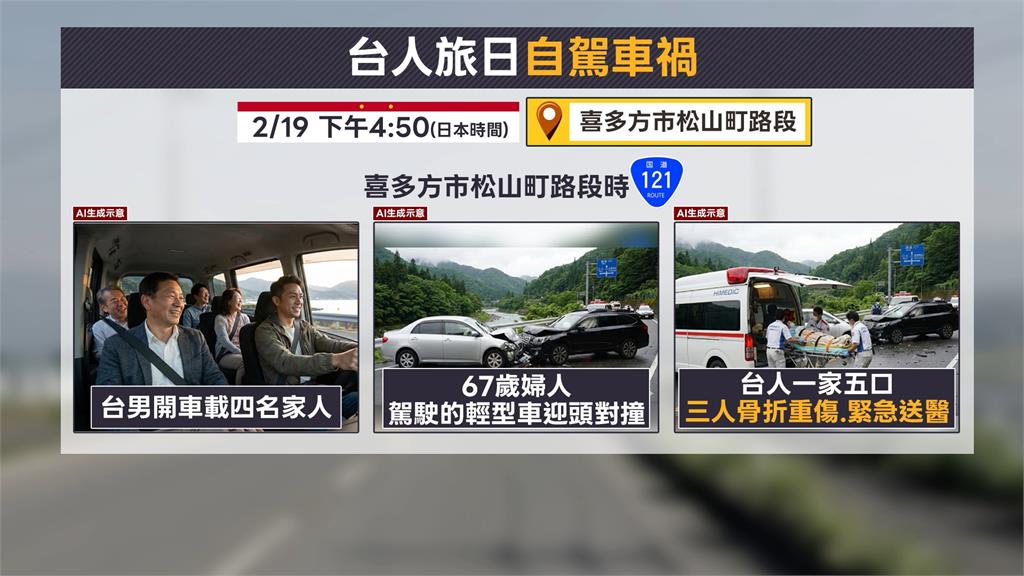 台人一家5口自駕旅日福島車禍!  "3人骨折"重傷送醫