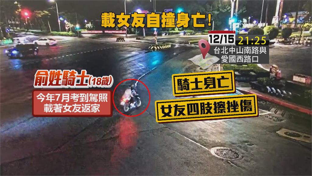 疑不熟路況自撞路緣「彈飛倒地」 18歲騎士身亡、後座女友四肢擦挫傷