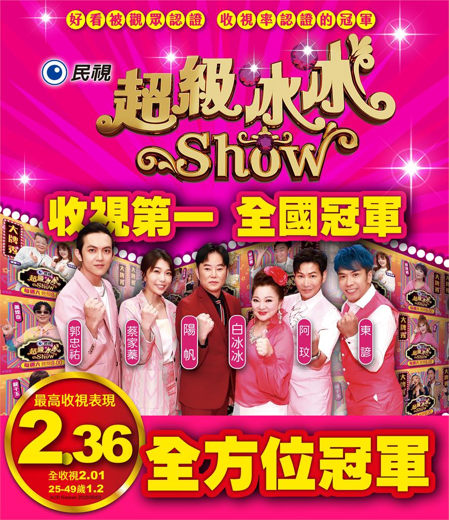 《超級冰冰Show》全方位收視冠軍!最高收視2.36落在「忠蓁不二」CP原地結婚