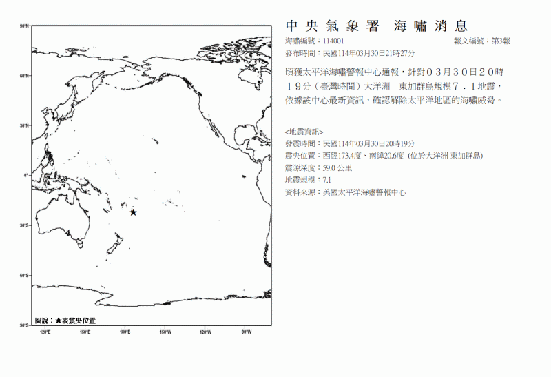 快新聞/太平洋島國東加7.1強震 海嘯警報宣布解除