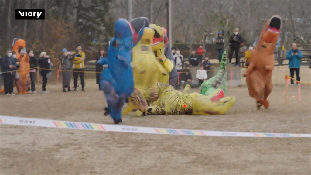 日本磐城「恐龍裝賽跑」　吸引上百人參加集體變暴龍