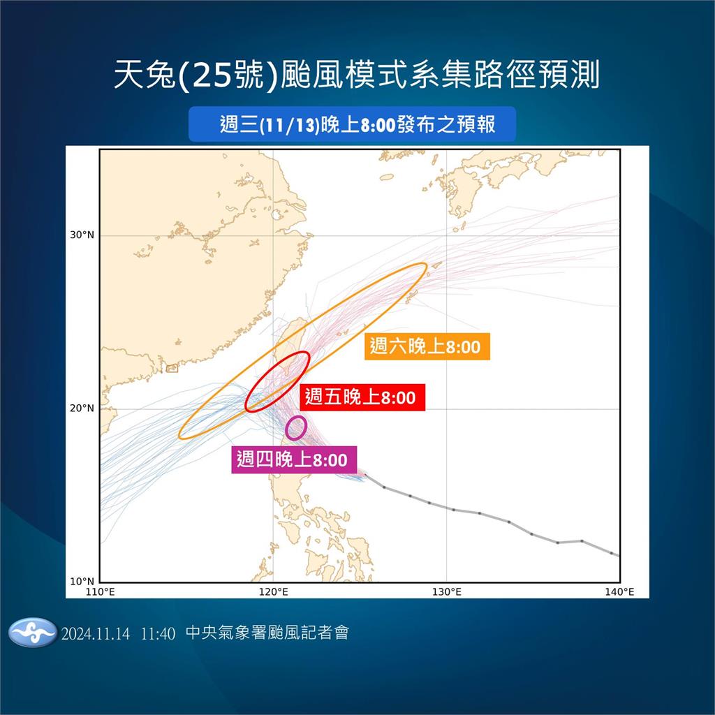 快新聞／天兔估傍晚發陸警！各國預測路徑分歧　氣象署曝三種可能走向
