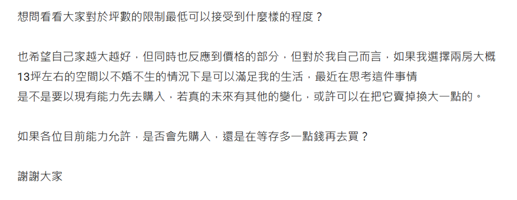 買房能接受小坪數嗎? 網友:先求有再求好