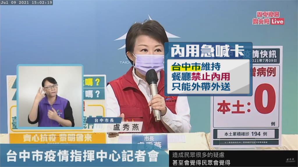 台中市禁內用! 盧秀燕:脫口罩危險的事