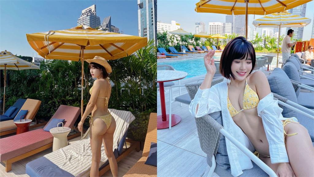 穿比不穿更性感!壯壯「高舉雙手」襯衫大滑落…「比基尼太小」網急:快掉出來了