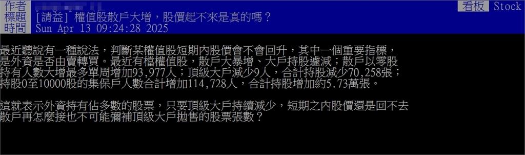 大戶出場散戶接刀反成利空？網掀兩派論戰：股價上漲關鍵在「是誰買」