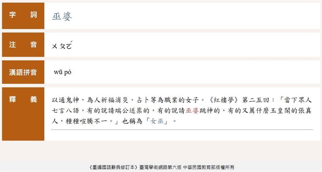 巫「婆」不唸「ㄆㄛˊ」大票人從小就學錯?網曝「國小教材解答」驚呆全網:好扯