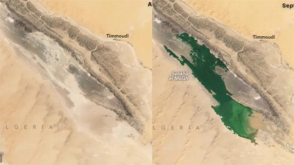 暴雨猛灌撒哈拉沙漠「炸出小湖泊」！NASA曝1個月前後對比照…超驚人