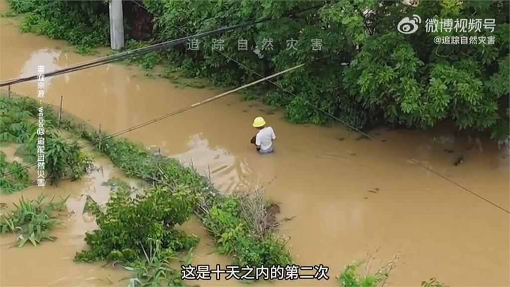 10天內二度遭遇「百年一遇」水災　廣西玉林民宅崩塌