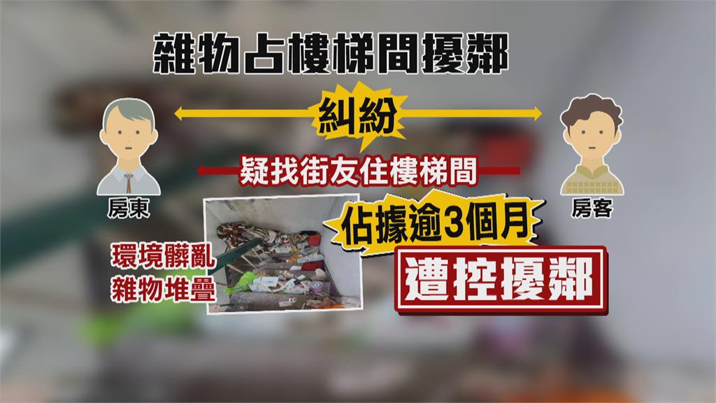 住房糾紛找街友占據樓梯間　堆滿雜物飄惡臭