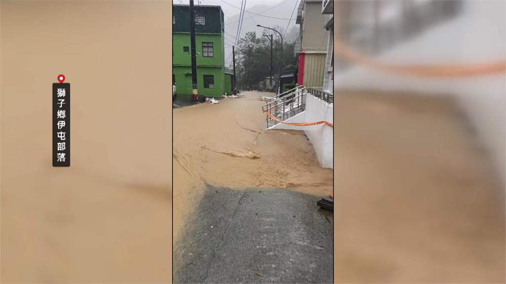 開車像划船！滾滾黃泥水淹沒道路　龍泉村泥水湧家園