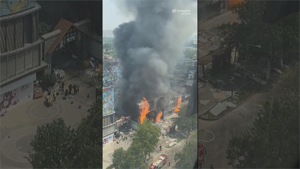 中國山東商場爆炸起火黑煙竄天 傳5傷1失聯
