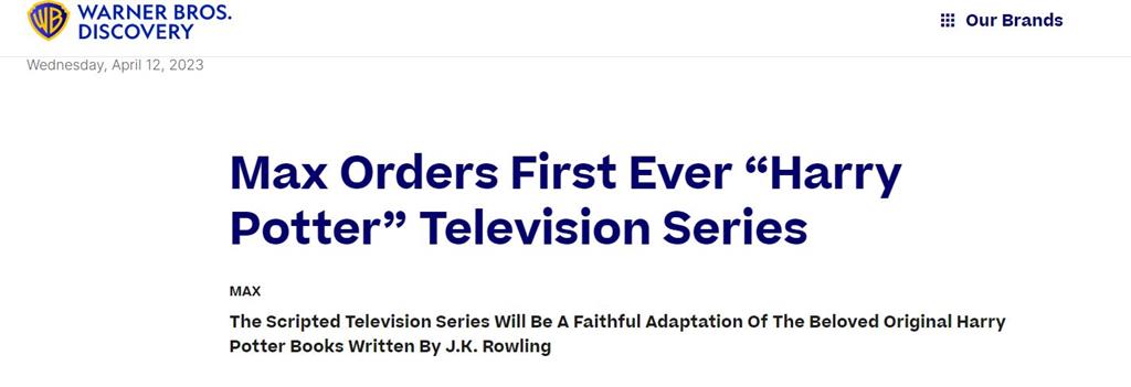 快新聞／哈利波特將拍10年電視劇「忠於原著」　JK羅琳擔任執行製片人