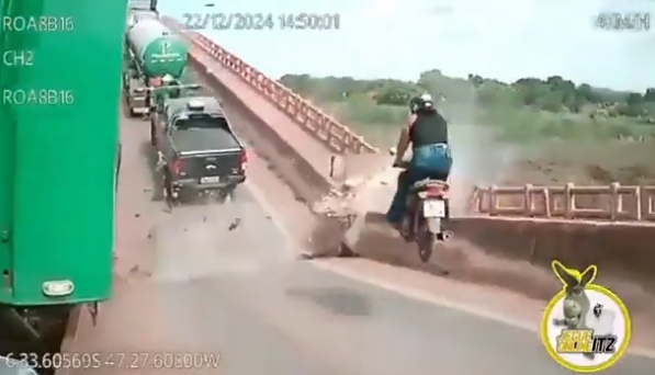 巴西大橋「垂直崩塌」14人慘死!「人車墜河」奪命瞬間曝光…騎士騰空飛起