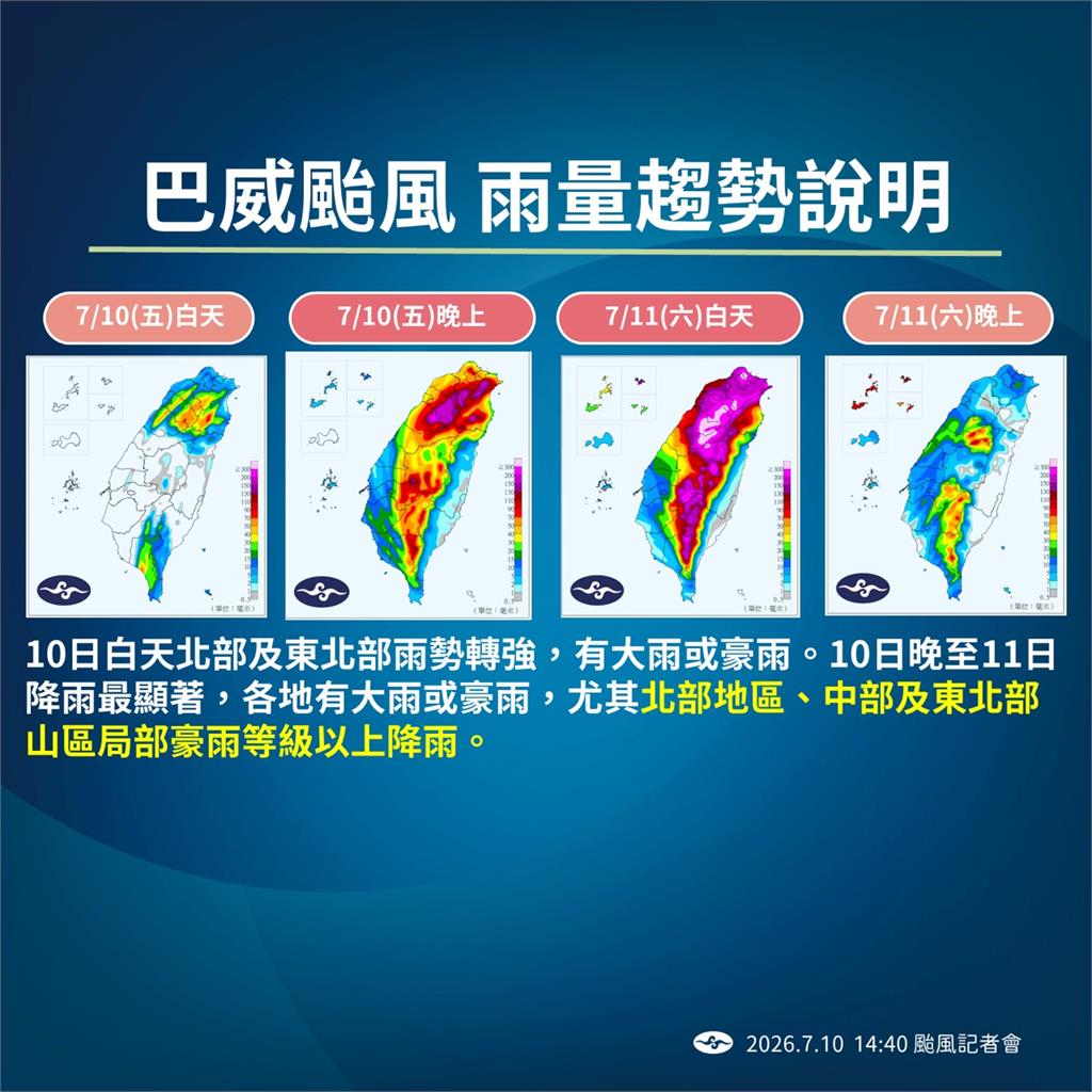 快新聞／繼續放颱風假穩了？巴威最新路徑曝光　氣象署認「這天」才解除警報
